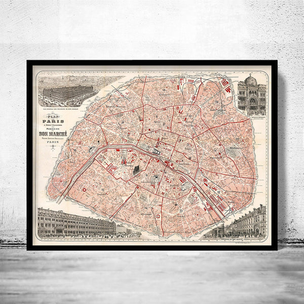 Old Map of Paris Guide 1892 Vintage Map | Vintage Poster Wall Art Print | Wall Map Print | Old Map Print | Map Gift | Anniversary gift