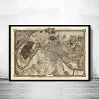 Old Map of Paris 1795 France | Vintage Poster Wall Art Print | Wall Map Print | Old Map Print | Map Gift | Anniversary gift