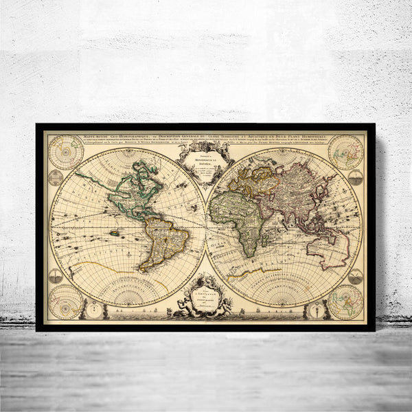 Beautiful Old World Map 1703 Vintage World Map | Wall Map Print | World Map Wall Art | Map Gift | Anniversary gift | Housewarming Gift