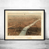 Old View of London in 1896 Vintage Map | Vintage Poster Wall Art Print | | Map Gift | Anniversary gift | Housewarming Gift