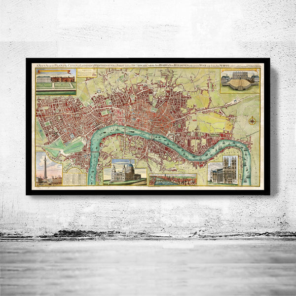 Old Map of London Map 1800 Vintage Map of London | Vintage Poster Wall Art Print | Wall Map Print | Old Map Print | Map Gift