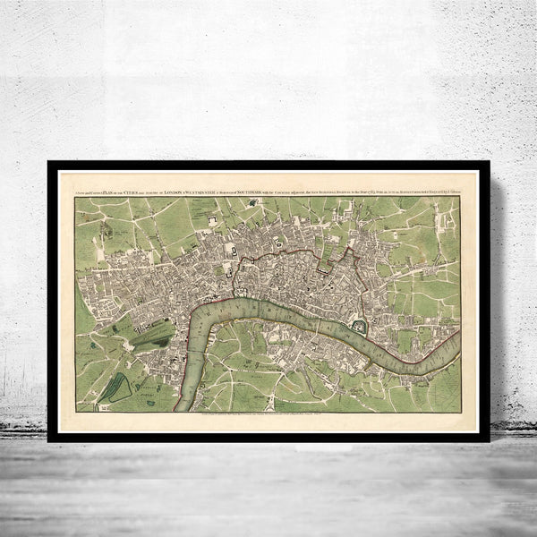 Old map of London 1763 Vintage Map | Vintage Poster Wall Art Print | Wall Map Print | Old Map Print | Map Gift | Anniversary gift