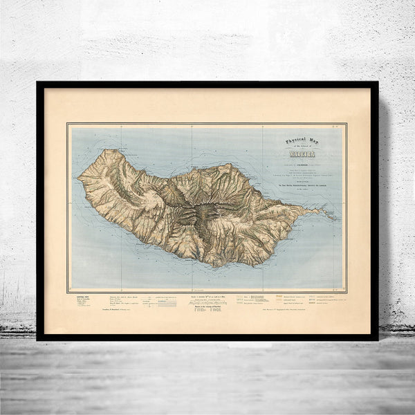 Old Map of Madeira Island 1850 Portugal | Vintage Poster Wall Art Print | Wall Map Print | Old Map Print | Map Gift | Anniversary gift