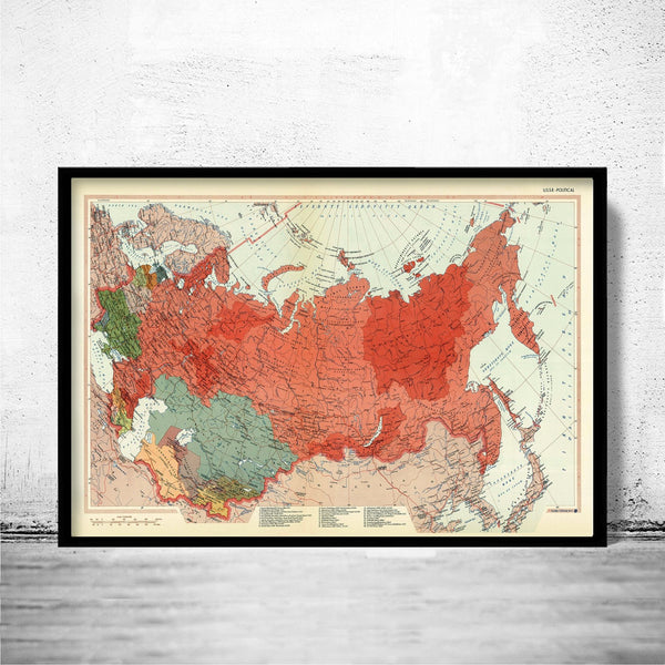 Old Map of Soviet Union CCCP USSR map | Vintage Poster Wall Art Print | Wall Map Print | Old Map Print | Map Gift | Anniversary gift