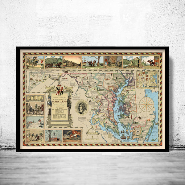 Old Map of Maryland County History | Vintage Poster Wall Art Print | Wall Map Print | Old Map Print | Map Gift | Anniversary gift