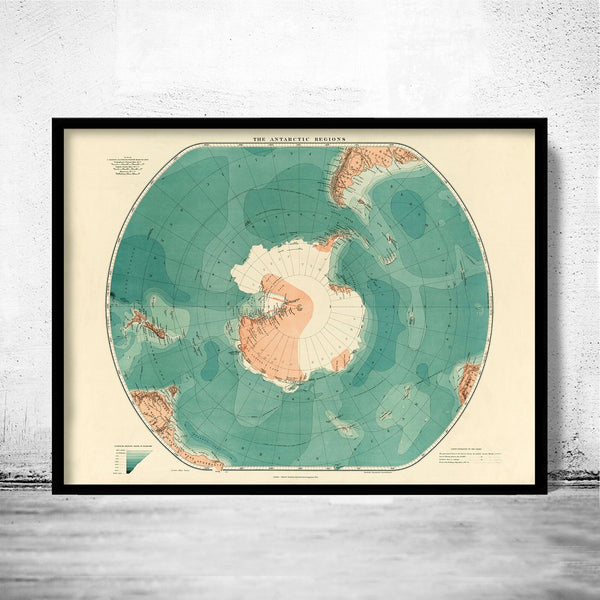 Old Map of Antarctica 1923 Vintage Map of Antarctica | World Map Gift World Map Print | Vintage World Map | World Map Wall Art | Map Gift