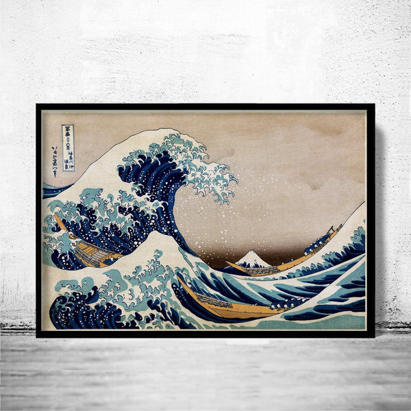 Japanese Art, Hokusai Under the great wave off Kanagawa, 1832 | Vintage Poster Wall Art Print | | Map Gift | Anniversary gift