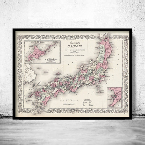 Old Map of Japan 1855 Vintage Map of Japan | Vintage Poster Wall Art Print | Wall Map Print | Old Map Print | Map Gift | Anniversary gift