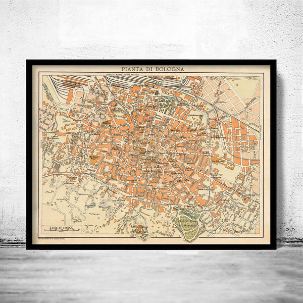 Old Map of Bologna Italy 1930 Vintage Map Bologna | Vintage Poster Wall Art Print | Wall Map Print | Old Map Print | Map Gift