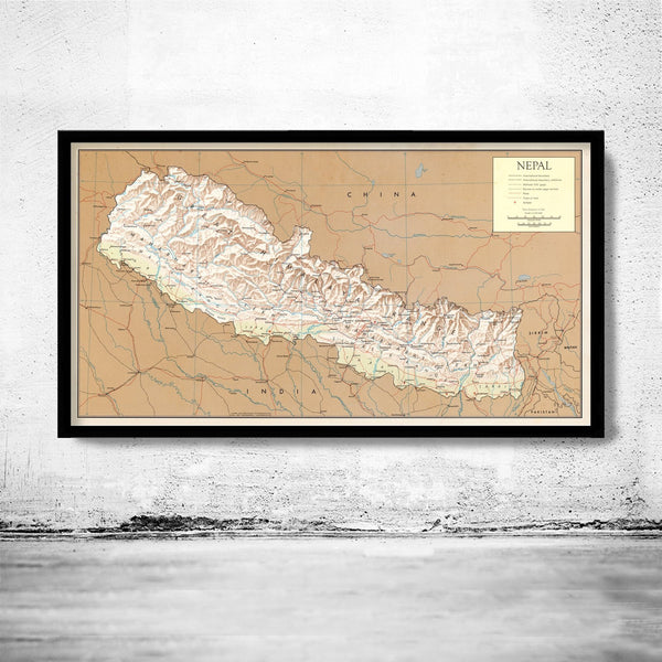 Old Map of Nepal 1968 Vintage Map | Vintage Poster Wall Art Print | Wall Map Print | Old Map Print | Map Gift | Anniversary gift