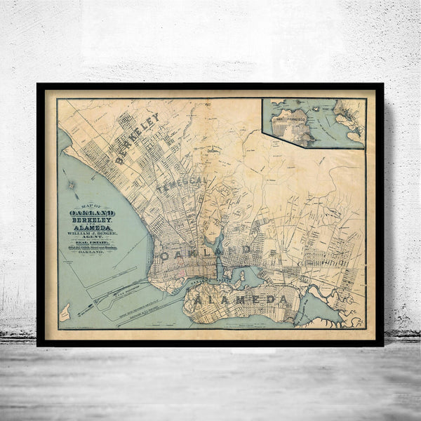 Old Map Oakland California 1884 Vintage Map | Vintage Poster Wall Art Print | Wall Map Print | Old Map Print | Map Gift | Anniversary gift