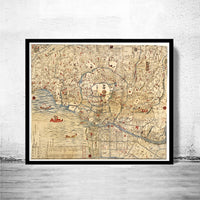 Old Map of Tokyo Japan 1820 Vintage Map | Vintage Poster Wall Art Print | Wall Map Print | Old Map Print | Map Gift | Anniversary gift