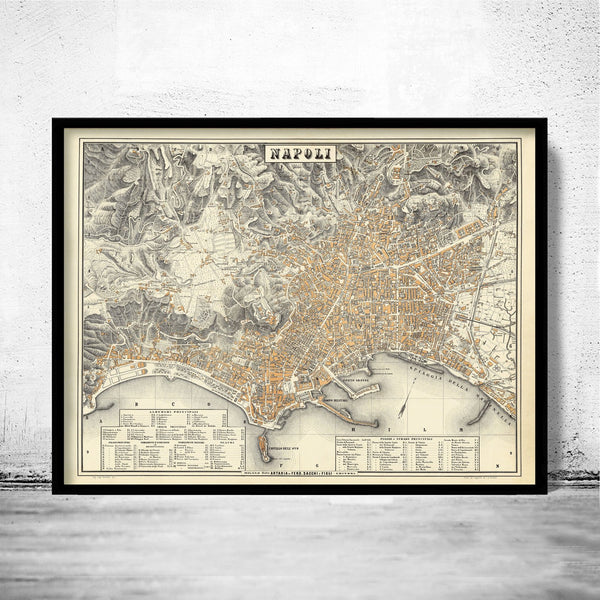 Old Map of Napoli Italy 1880 Naples Vintage Map | Vintage Poster Wall Art Print | Wall Map Print | Old Map Print | Map Gift