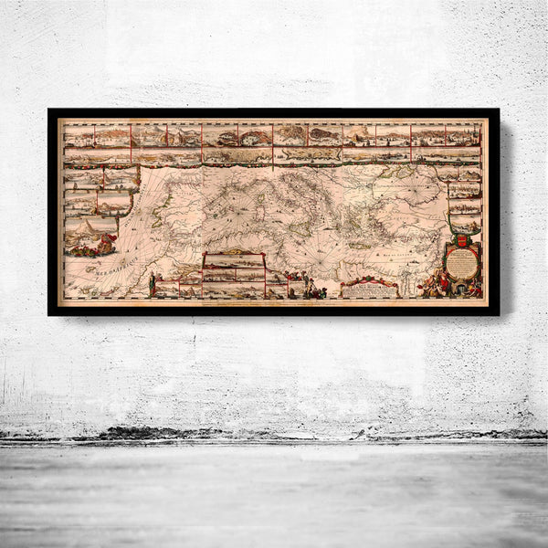 Beautiful Map of Mediterranean Sea 1693 Vintage Map | Vintage Poster Wall Art Print | Wall Map Print | Old Map Print | Map Gift