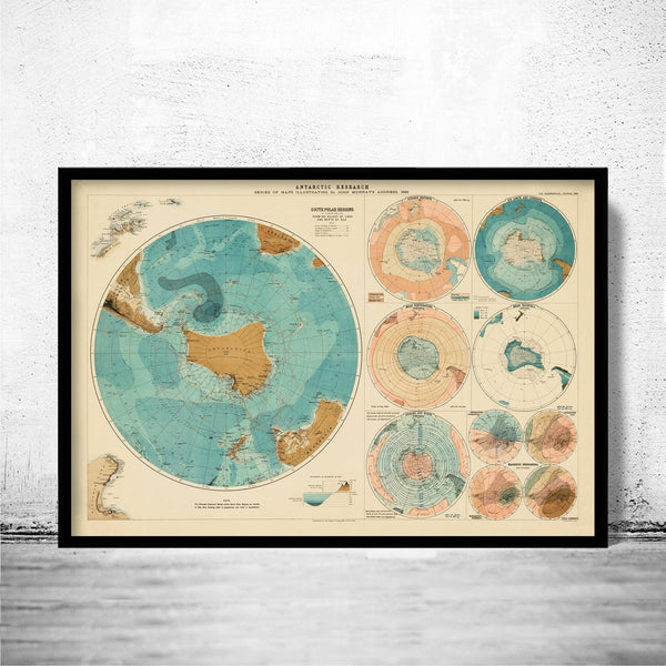 Old Map of Antarctica 1893 Vintage Map of Antarctica | World Map Gift World Map Print | Vintage World Map | World Map Wall Art | Map Gift