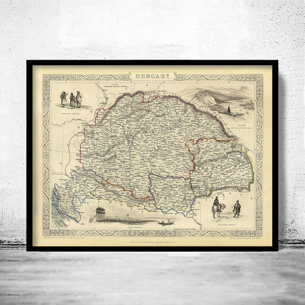 Old Map of Hungary 1851 Vintage Map | Vintage Poster Wall Art Print | Wall Map Print | Old Map Print | Map Gift | Anniversary gift