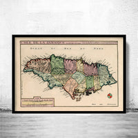 Old Map of Jamaica 1705 Vintage Map of Jamaica | Vintage Poster Wall Art Print | Wall Map Print | Old Map Print | Map Gift