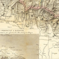 Old Map of Pyrenees Pirineus 1851 France Spain Vintage Map | Vintage Poster Wall Art Print | Wall Map Print | Old Map Print | Map Gift