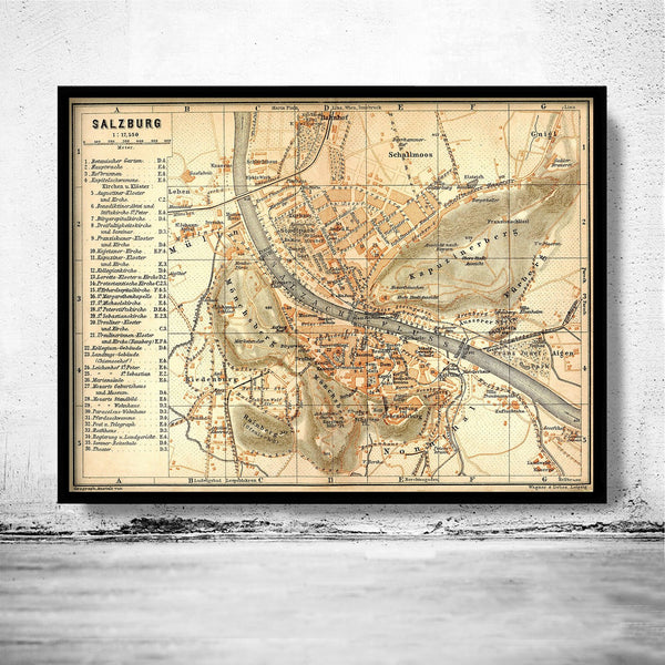 Old Map of Salzburg Austria 1909 Vintage Map | Vintage Poster Wall Art Print | Wall Map Print | Old Map Print | Map Gift | Anniversary gift