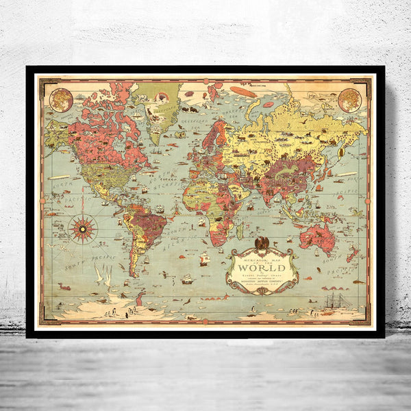 Beautiful Vintage World Map 1931 Vintage Map | World Map Gift World Map Print | Vintage World Map | World Map Wall Art | Map Gift