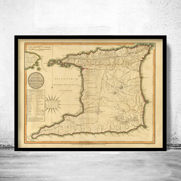 Old Map of Trinidad Tobago 1800 Vintage Map | Vintage Poster Wall Art Print | Wall Map Print | Old Map Print | Map Gift | Anniversary gift