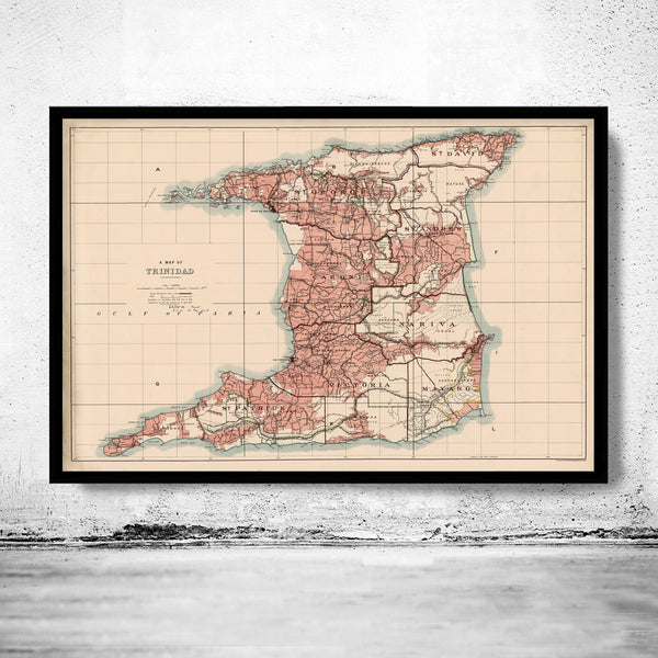 Old Map of Trinidad Tobago 1918 Vintage Map | Vintage Poster Wall Art Print | Wall Map Print | Old Map Print | Map Gift | Anniversary gift