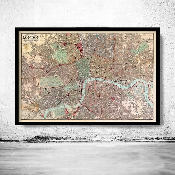 Old Map of London Map 1880 | Vintage Poster Wall Art Print | Wall Map Print | Old Map Print | Map Gift | Anniversary gift