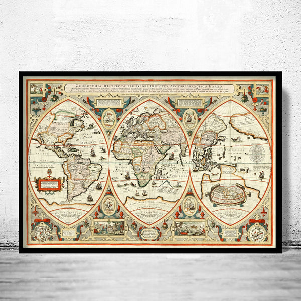 Old World Map 1618 Old Map of the World | World Map Gift World Map Print | Vintage World Map | Wall Map Print | Old Map Prints