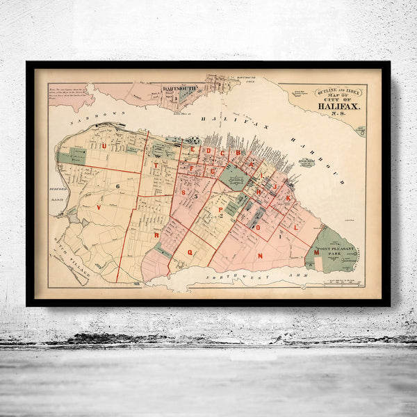 Old Map of Halifax Nova Scotia Canada 1878 Vintage Map | Vintage Poster Wall Art Print | Wall Map Print | Old Map Print | Map Gift