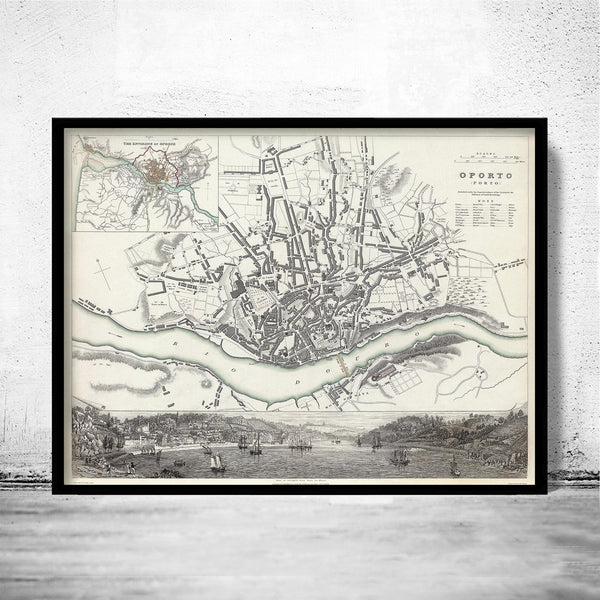 Old Map City Plan of Oporto Porto Portugal 1833 Vintage Map Porto Portugal | Vintage Poster Wall Art Print | Wall Map Print | Old Map Print