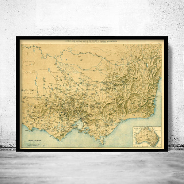 Old Map of Victoria Australia 1896 Vintage Map Victoria AU | Vintage Poster Wall Art Print | Wall Map Print | Old Map Print | Map Gift