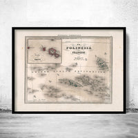 Old Map French Polynesia Vintage Map 1858 | Vintage Poster Wall Art Print | Wall Map Print | Old Map Print | Map Gift | Anniversary gift