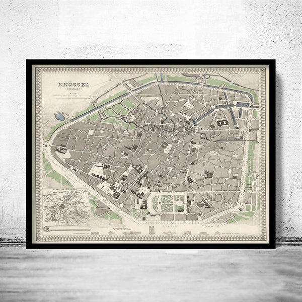 Old Map of Brussels Belgium 1860 Vintage Map | Vintage Poster Wall Art Print | Wall Map Print | Old Map Print | Map Gift