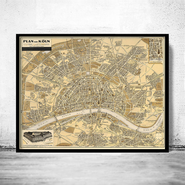 Old Map of Koln Germany 1930 Vintage Map | Vintage Poster Wall Art Print | Wall Map Print | Old Map Print | Map Gift | Anniversary gift