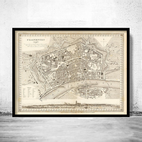 Old Map of Frankfurt Germany 1845 Vintage Map | Vintage Poster Wall Art Print | Wall Map Print | Old Map Print | Map Gift| Housewarming Gift