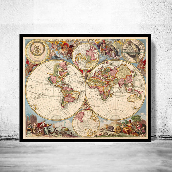 Old Map of The World 1700 World Map | World Map Gift World Map Print | Vintage World Map | World Map Wall Art | Map Gift | Anniversary gift