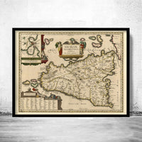 Old Map of Sicily Sicilia Italy 1600 Vintage Map | Vintage Poster Wall Art Print | Wall Map Print | Old Map Print | Map Gift