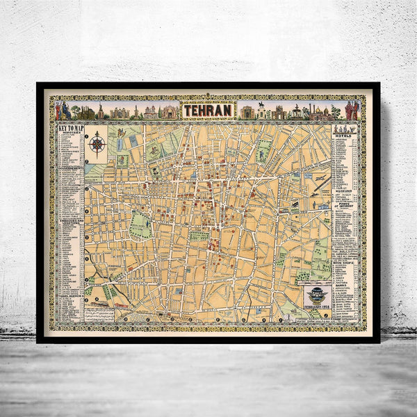 Old Map of Tehran Iran Vintage Map | Vintage Poster Wall Art Print | Wall Map Print | Old Map Print | Map Gift | Anniversary gift