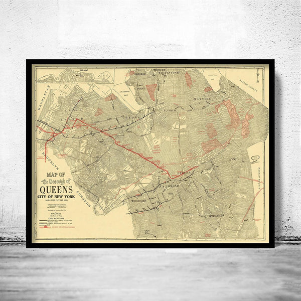 Old Map of Queens New York 1937 Vintage Map | Vintage Poster Wall Art Print | Wall Map Print | Old Map Print | Map Gift | Anniversary gift