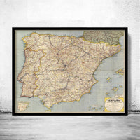 Old Map of Spain 1850 Vintage Map | Vintage Poster Wall Art Print | Wall Map Print | Old Map Print | Map Gift