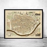 Old Map of Seville Sevilla Spain 1848 Vintage Map | Vintage Poster Wall Art Print | Map Gift | Anniversary gift | Housewarming Gift