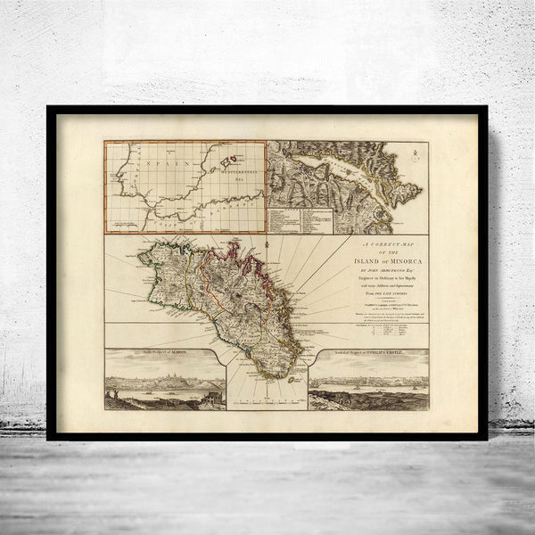 Old Map of Minorca Island Spain 1794 | Vintage Poster Wall Art Print | Wall Map Print | Old Map Print | Map Gift | Anniversary gift