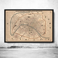 Old Map of Paris 1855 France Vintage Map | Vintage Poster Wall Art Print | Wall Map Print | Old Map Print | Map Gift | Anniversary gift