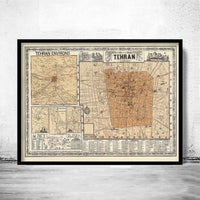 Old Map of Tehran Iran Vintage Map Tehran | Vintage Poster Wall Art Print | Wall Map Print | Old Map Print | Map Gift | Anniversary gift