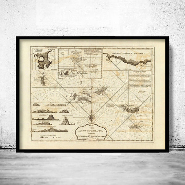 Old Map of Açores Azores Islands 1787 Portuguese map Azores | Vintage Poster Wall Art Print | Wall Map Print | Old Map Print | Map Gift