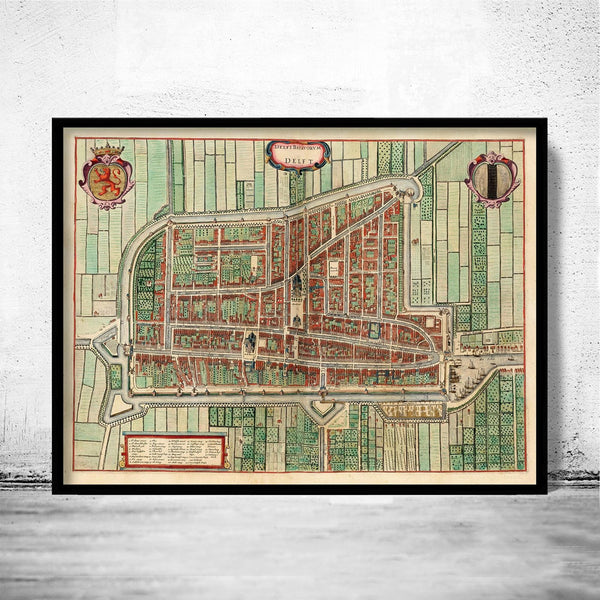 Old Map of Delft Netherlands 1640 Vintage Map | Vintage Poster Wall Art Print | Wall Map Print | Old Map Print | Map Gift | Anniversary gift