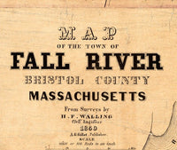 Old Map of Fall River 1850 Massachusetts | Vintage Poster Wall Art Print | Wall Map Print | Old Map Print | Map Gift | Anniversary gift