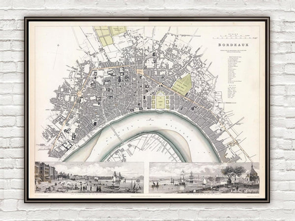 Old Map of Bordeaux City Plan France 1832 | Vintage Poster Wall Art Print | Wall Map Print | Old Map Print | Map Gift | Anniversary gift