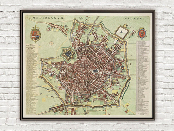 Old Map of Milan Milano, Italia 1700 Antique Vintage Map Italy engraving | Vintage Poster Wall Art Print | Wall Map Print | Old Map Print