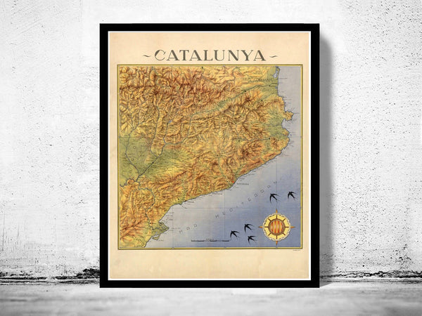 Old Map of Cataluña Catalunya Old Catalonia map Vintage Map | Vintage Poster Wall Art Print | Wall Map Print | Old Map Print | Map Gift